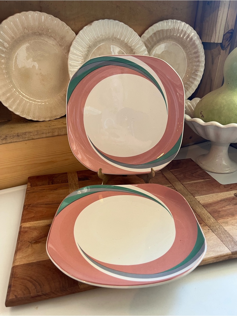 Vintage Sango quadrille pinwheel pink dinner plates replacement pink